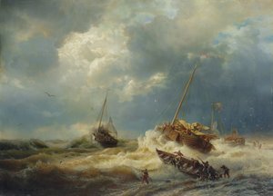 Skibe i en storm på den hollandske kyst, 1854